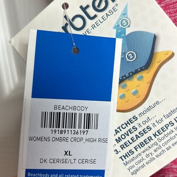 Beachbody Ombre High Rise Crop Pink Light Pink Sorbtek XL - Picture 4 of 7
